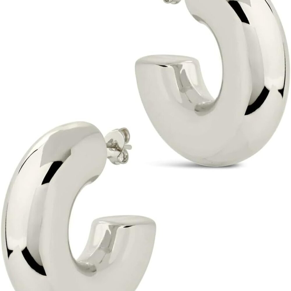 Waterproof chunky gold hoop earrings for women, 1.2-inch diameter, hypoallergeni